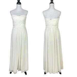 Bill Levkoff | Ivory White Sweetheart Neck Strapless Empire Waist Formal Gown